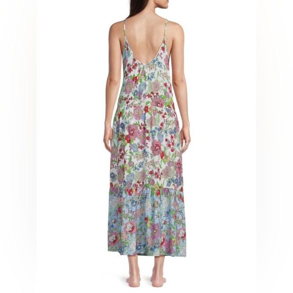 Kensie Floral Maxi Tank Dress Tiered  Viscose Cottagecore Fairy Gypsy Hippie XL - Picture 2 of 14